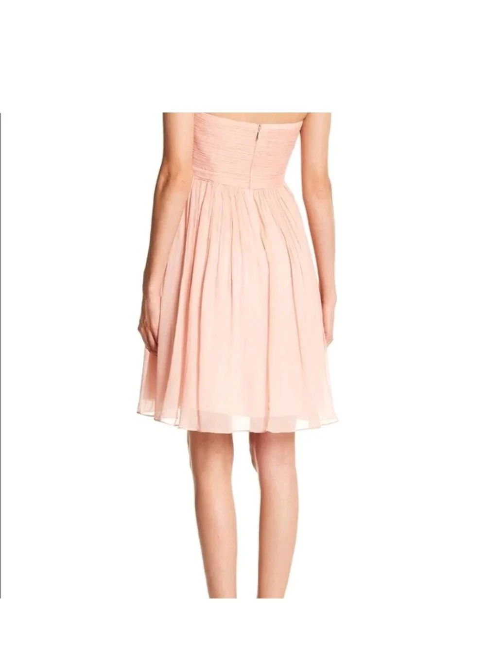 J. Crew Strapless Coral-Peach Chiffon Fit-and-Flare Dress